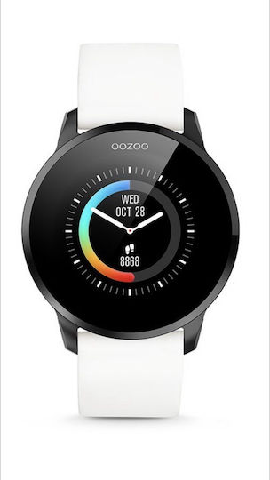 Oozoo Q00112 Stainless Steel 43mm Smartwatch with Heart Rate Monitor (Black / White) view 1