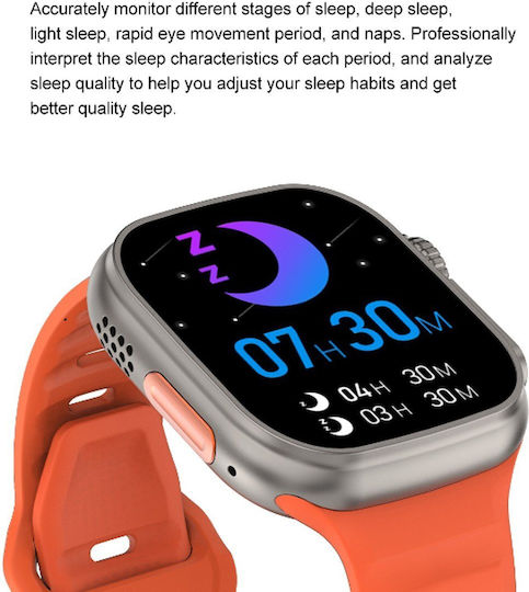 DT NO.1 DT8 Ultra Aluminium 43mm Smartwatch with Heart Rate Monitor (Orange) view 2