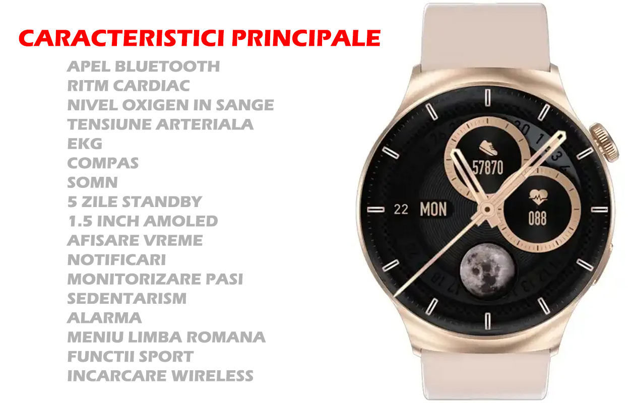 Aluminium Smartwatch with Heart Rate Monitor (Gold) view 2