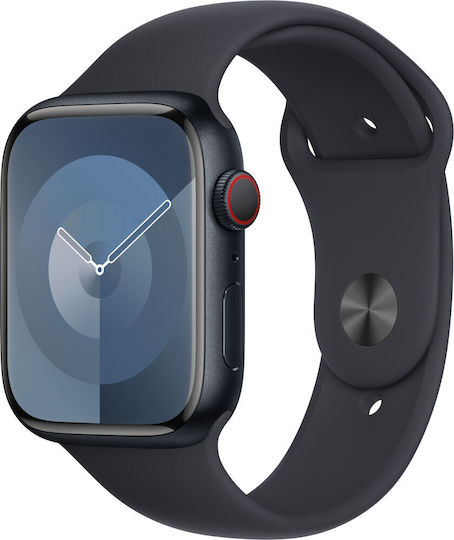 Apple Watch Series 9 Cellular Aluminium 45mm Waterproof with eSIM and Heart Rate Monitor (Midnight with Midnight Sport Band (S/M)) view 2