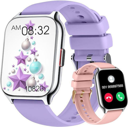 Copy Smartwatch Tky-kt73s Purple Pulse Monitor Purple Plastic Silicone Android iOS