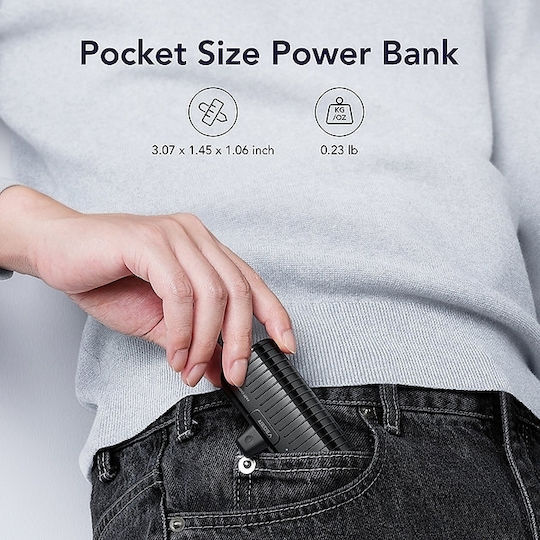 Veger Power Bank 5000mAh with USB-C Port Black view 3