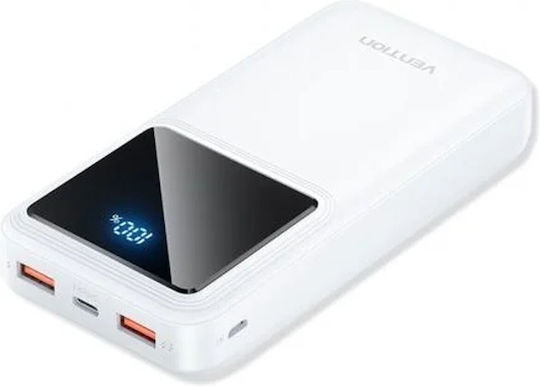 Vention FHLW0 Power Bank 20000mAh 22.5W with 2 USB-A Ports and USB-C Port White