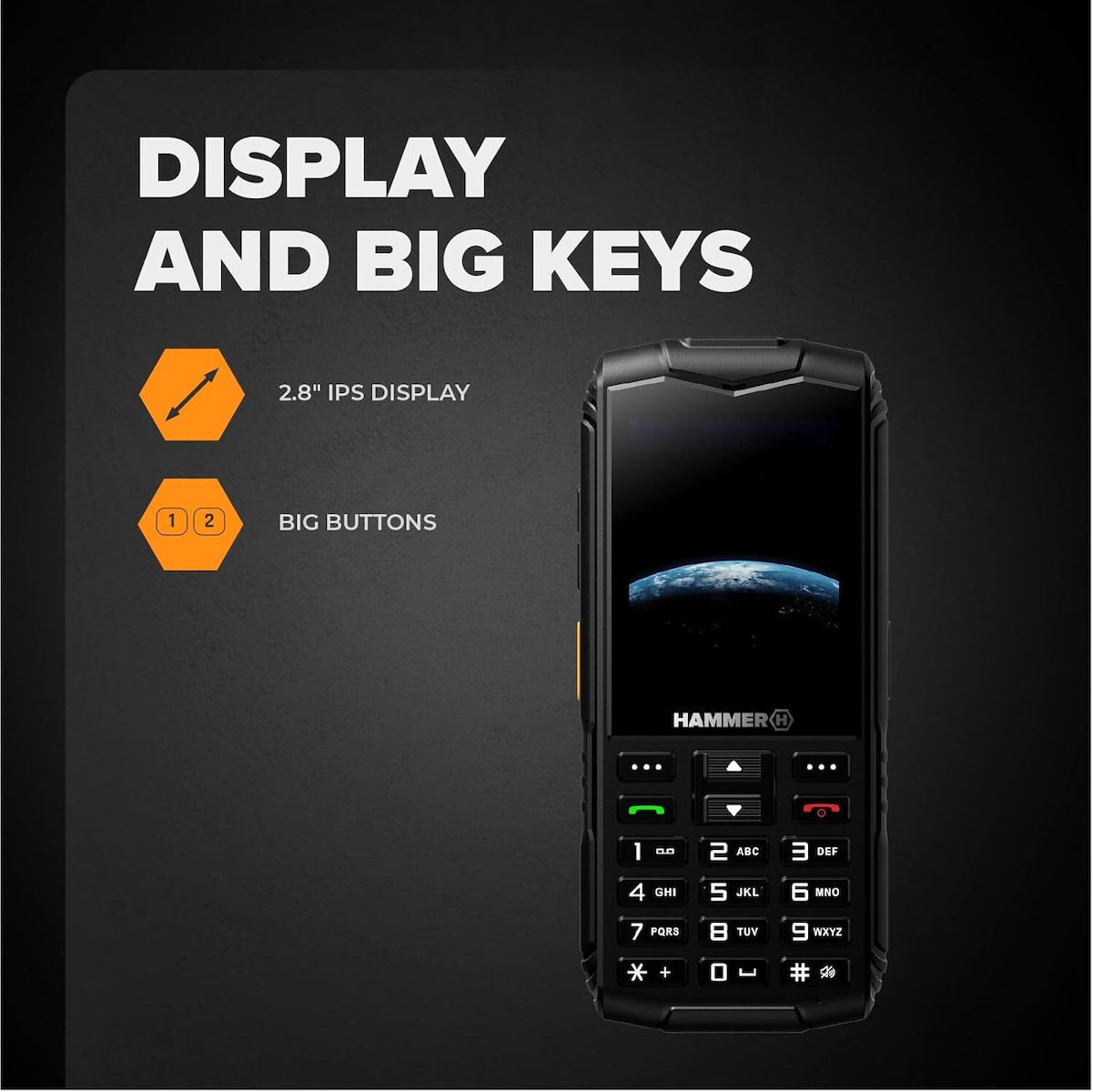Hammer Horizon LTE Dual SIM Resistant Mobile Black view 3