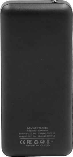 TR-934 Power Bank 10000mAh with 3 USB-A Ports Black
