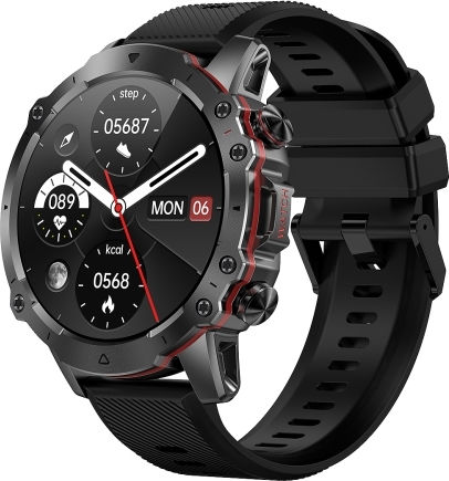 Ak56 Ip67 Bt5.1 1.43inch Smart Watch Support Voice Call Health Monitoring Style:silicone Strap Black