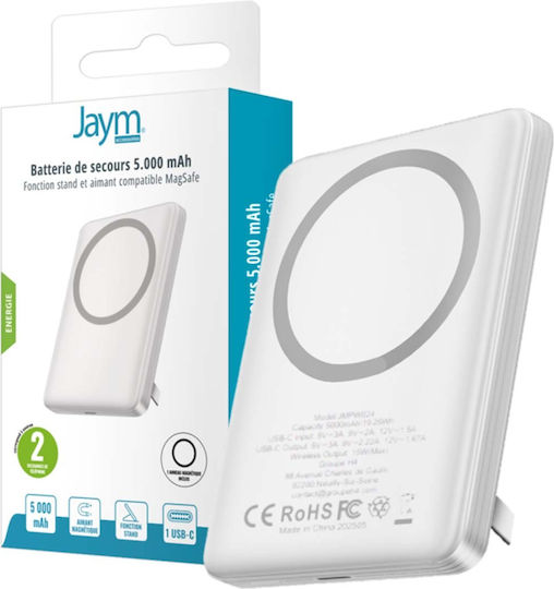 Jaym MagSafe Power Bank 5000mAh 15W White view 5