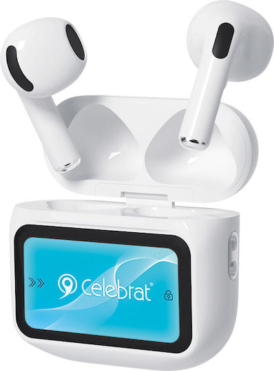 Celebrat W76 Earbud Bluetooth Handsfree Headphones with Charging Case White