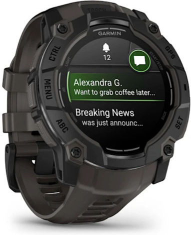 Garmin Instinct 3 AMOLED Aluminium 50mm Waterproof Smartwatch with Heart Rate Monitor (Black with Charcoal Band) view 4