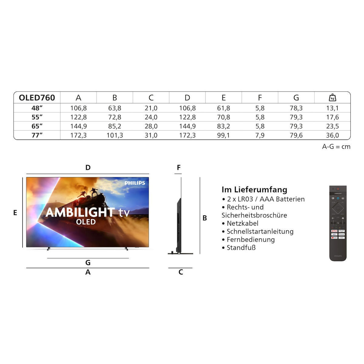 Philips Smart TV 48" 4K UHD OLED 4K Ambilight TV HDR (2025) 48OLED760/12 view 2