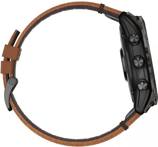 Garmin Epix Pro (Gen 2) Sapphire Edition Titanium 51mm Waterproof Smartwatch with Heart Rate Monitor (Carbon Gray DLC Titanium with Chestnut Leather) view 5