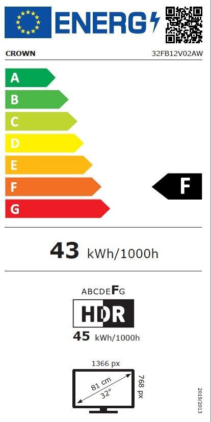 Crown Smart TV 32" HD Ready LED 32FB12V02AW 2024 – vizualizare 3