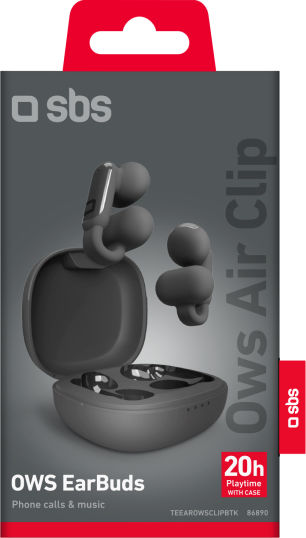 SBS OWS Air Clip Open Ear Bluetooth Handsfree Earphones with Charging Case Black view 2