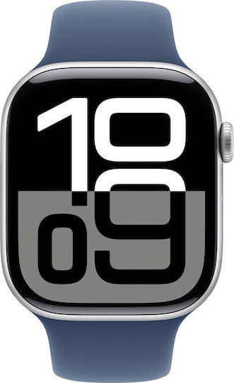 Apple Watch Series 10 Cellular Aluminium 46mm Waterproof with eSIM and Heart Rate Monitor (Sport Blue Denim S/M) view 2