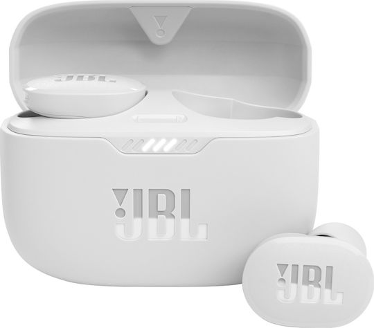 JBL Tune 130NC In-ear Bluetooth Handsfree Earphones with Sweat Resistance and Charging Case White vue 2