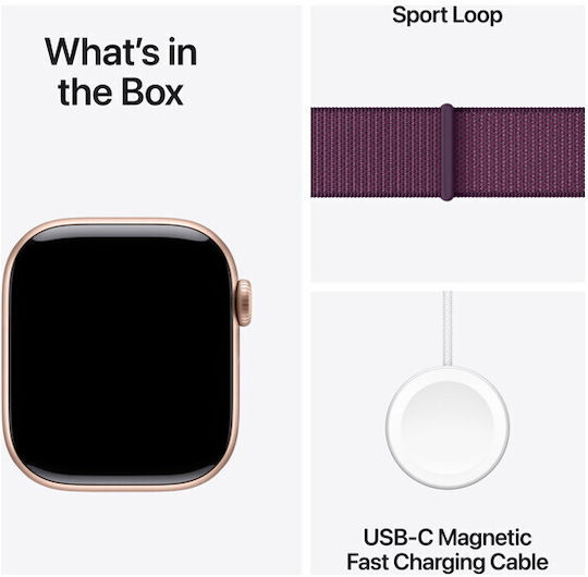 Apple Watch Series 10 Aluminium 46mm Waterproof with Heart Rate Monitor (Rose Gold with Plum Sport Loop) view 5