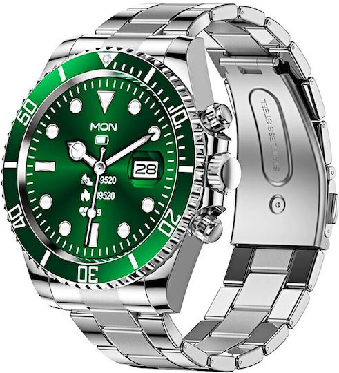 AW12 Pro Stainless Steel 45mm Smartwatch with Heart Rate Monitor (Green)