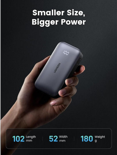 Ugreen PB502 Power Bank 10000mAh 30W with USB-A Port and USB-C Port Power Delivery / Quick Charge 3.0 Gray view 9