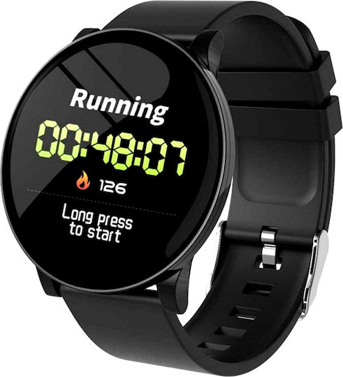 Smartwatch Fitness Bracelet Sport Fashion Wear W8 1.3 Inch Display Step Distance Monitoring Heart Rate Detection Anti-lost Function Photo Control Call Text Notifications Ip67 Waterproof Black Silicone view 1