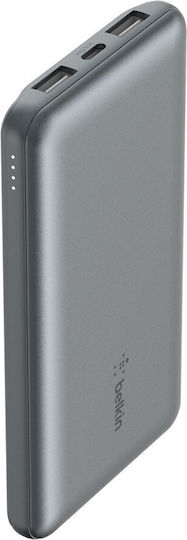 Belkin BoostCharge Power Bank 10000mAh 15W with 2 USB-A Ports and USB-C Port Gray