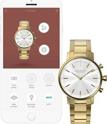 Kronaby Carat Hybrid Stainless Steel 38mm Waterproof Smartwatch (Gold Steel) view 5
