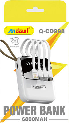 Andowl Power Bank 6800mAh with USB-A Port White view 1