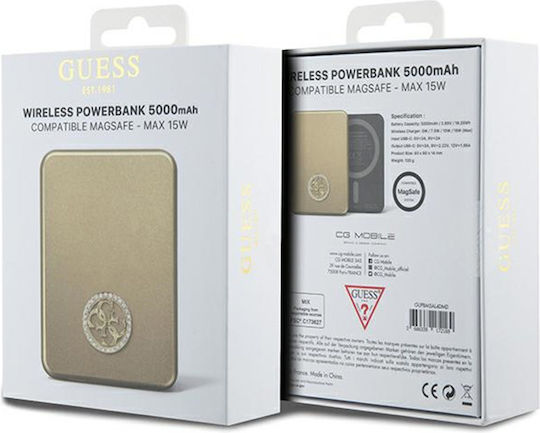 Guess Metal Logo MagSafe Power Bank 5000mAh 15W Gold view 5