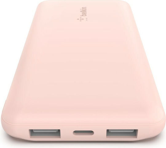 Belkin Boost Charge 3-Port Power Bank 10000mAh 15W with 2 USB-A Ports and USB-C Port Rose Gold view 4