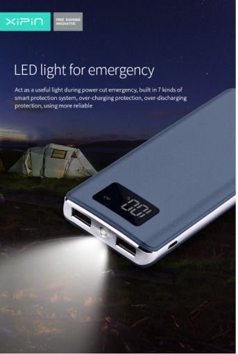 Xipin T1 Power Bank 12000mAh with 2 USB-A Ports Blue view 2