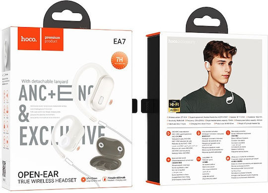 Hoco EA7 Suerte Open Ear Bluetooth Handsfree Earphones with Charging Case White view 3