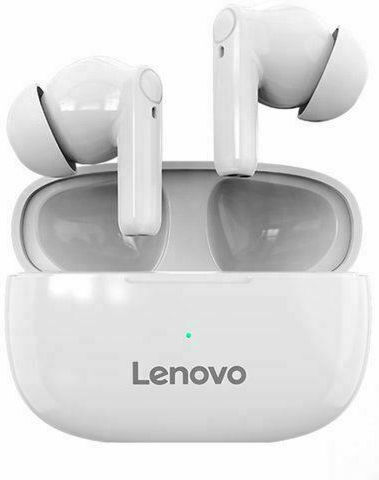 Lenovo HT05 Earbud Bluetooth Handsfree Earphones with Charging Case White view 1