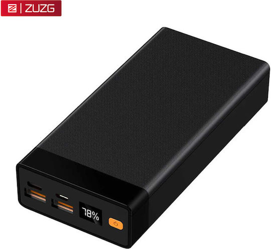 Zuzg J49p Power Bank 20000mAh Fast Charging PD 20W QC 22.5W LED Display & USB-C Black view 1