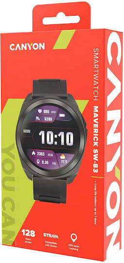 Canyon Maverick Waterproof Smartwatch with Heart Rate Monitor (Black) view 7