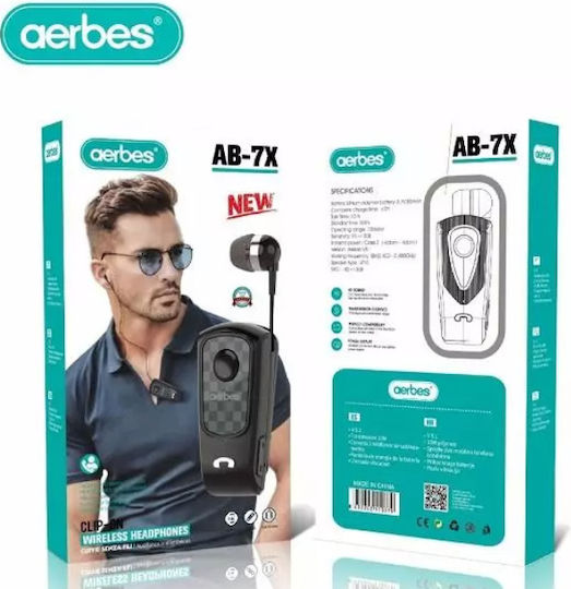 Aerbes AB-7X In-ear Bluetooth Handsfree Earphone Lapel Black