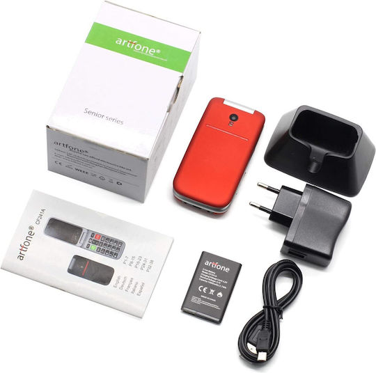 Artfone CF241A Dual SIM Mobile with Buttons Red view 2
