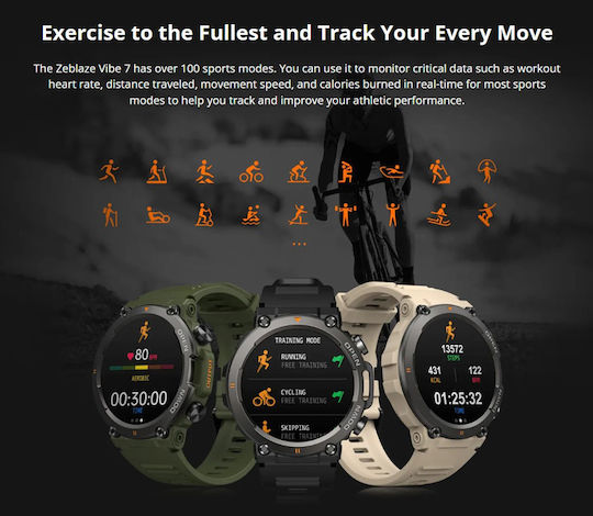 Zeblaze Vibe 7 47mm Smartwatch with Heart Rate Monitor (Black) vue 8
