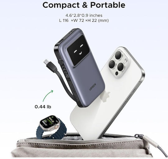 Ugreen PB511 Power Bank 10000mAh 30W with USB-A Port and USB-C Port Power Delivery Gray view 6