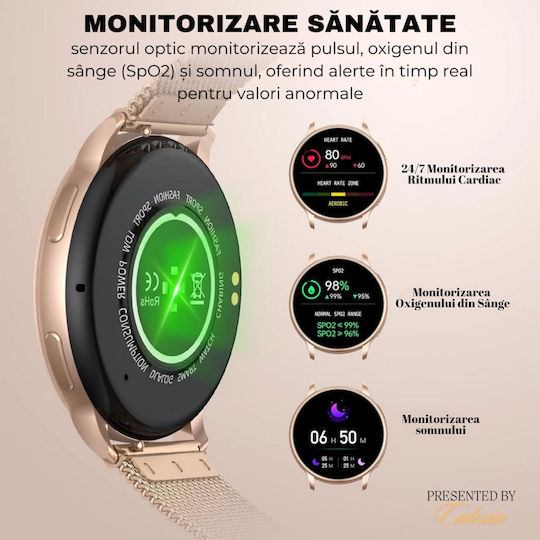 Ceas Y11 42mm Smartwatch with Heart Rate Monitor (Gold) view 7