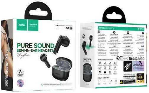 Hoco EQ28 Earbud Bluetooth Handsfree Earphones with Charging Case Black view 2