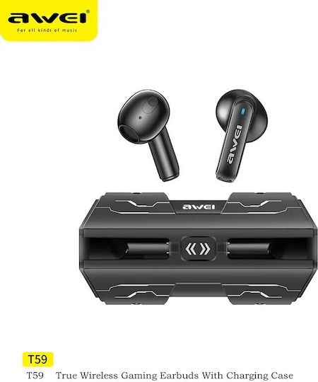 Awei T59 In-ear Bluetooth Handsfree Earphones with Charging Case Black view 2