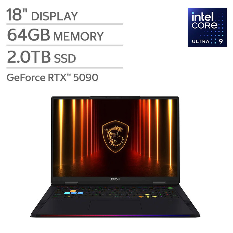 MSI Raider 18 HX A2XWJG 18" IPS QHD+ 240Hz (Ultra 9-285HX/64GB/2.0TB SSD/GeForce RTX 5090/W11 Home) (US Keyboard)