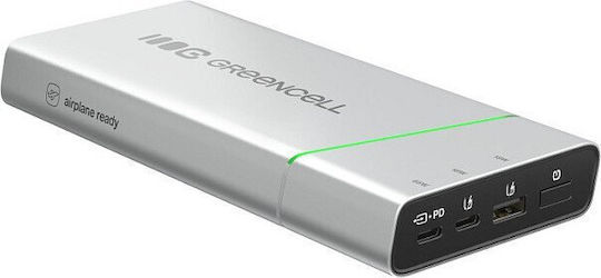 Green Cell PowerPlay Ultra 20800mAh 65W with USB-A Port and 2 USB-C Power Delivery Ports Silver