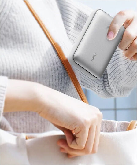 Aukey PB-Y57 Spark Mini Power Bank 20000mAh 22.5W with USB-A Port and USB-C Port Power Delivery White view 4