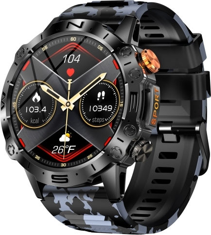K59 Ip67 Bt5.0 1.43inch Smart Watch Support Voice Call Sleep Detection Camo Blue