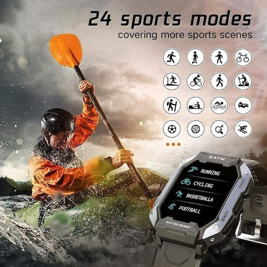 SATM Army D20 Smartwatch with Heart Rate Monitor (Black) view 4