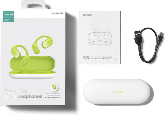 Joyroom Openfree JR-OE1 Open Ear Bluetooth Handsfree Earphones with Charging Case Green vue 2