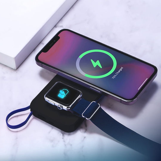 3MK PastelUp MagSafe Power Bank 10000mAh 22.5W with USB-A Port and USB-C Port Black view 8