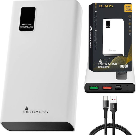 Extralink EPB-067W Power Bank 10000mAh 22.5W with 2 USB-A Ports and USB-C Port White view 3