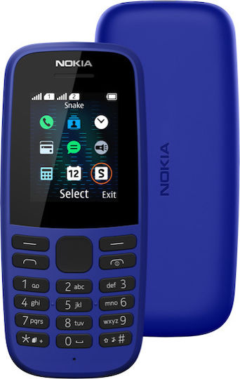 Nokia 105 (2019) Dual SIM Mobile with Buttons (English Menu) Blue view 3
