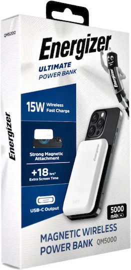 Energizer QM5000 Power Bank 5000mAh 15W with USB-C Port White view 4